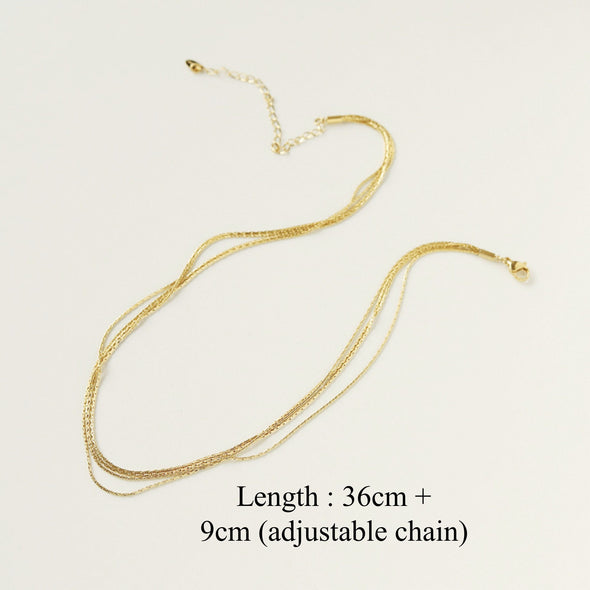 Gold or Silver Multi-Strands Thin Choker Necklaces