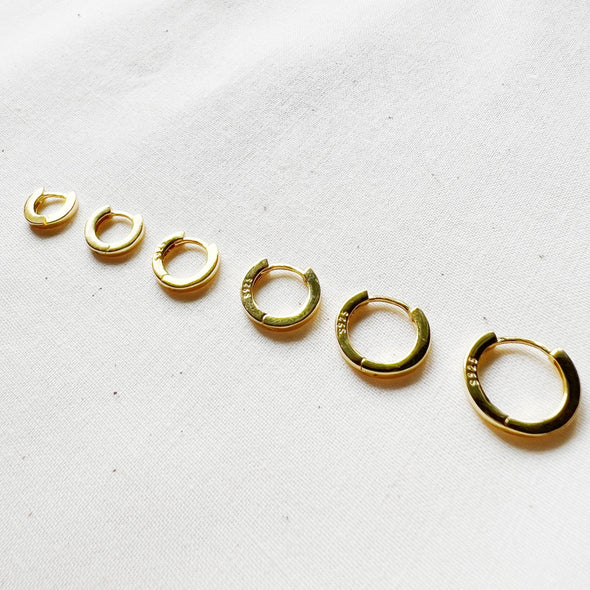 Gold and Silver Multi-Sizes Minimalist Square Edges Huggie Hoop Earrings