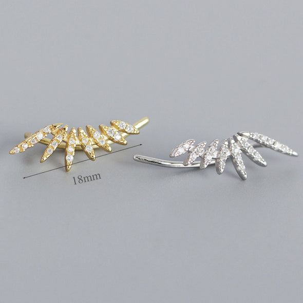 Dainty CZ Gold and Silver Angle Wings Ear Climber