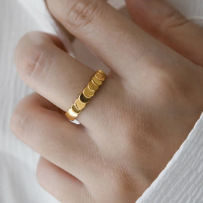 Gold Plated or Silver Plated Fish Scales Shaped Ring, Gold Statement Stacking Dome Ring