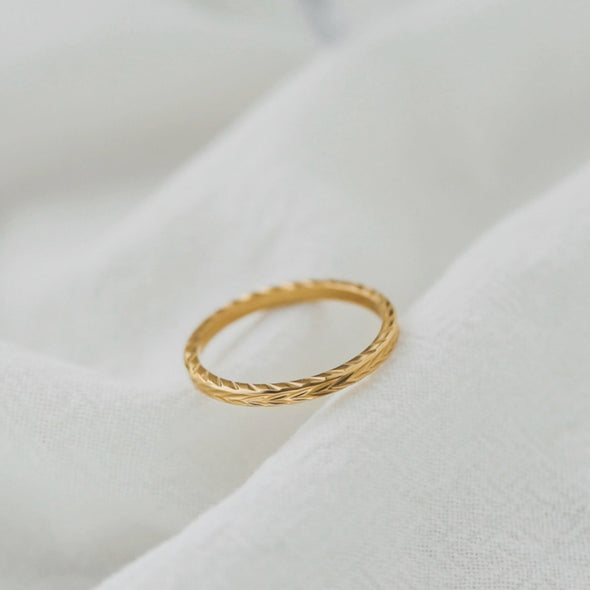Dainty Hammered Arrow Shaped Gold Plated Ring
