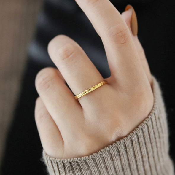 Dainty Hammered Arrow Shaped Gold Plated Ring