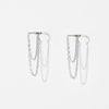 Dainty Silver Chain CZ Conch Ear Cuff Earrings, Minimal Non Piercing ChainCartilage Earring