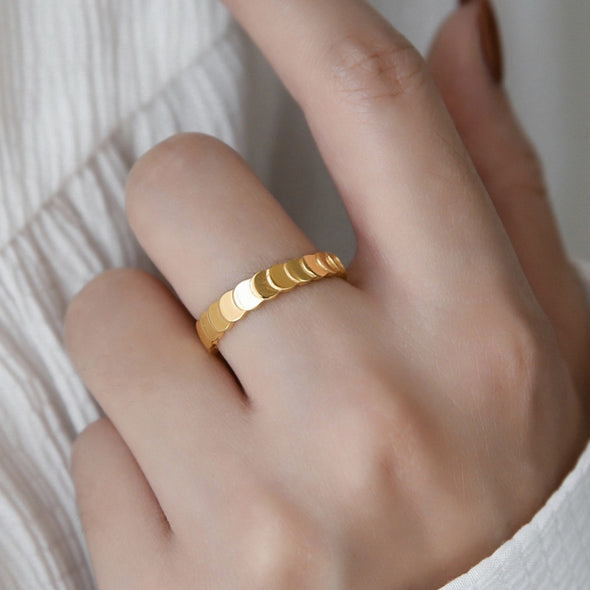 Gold Plated or Silver Plated Fish Scales Shaped Ring, Gold Statement Stacking Dome Ring