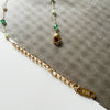 Dainty Plated Gold Tiny Tulip Flower Pendant Necklace with Green Amazonite Beads Chain 