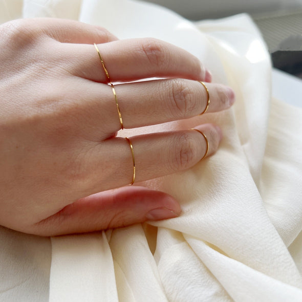 Gold Plated Ultra Thin Simple Band Stackable Ring