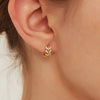 Petites boucles d&#39;oreilles Créoles Feuilles de Laurier Plaqué Or ou Argent Rhodié avec Zircons
