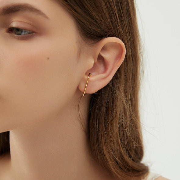 Dainty Simple Gold and Silver Ear Lobe Cuff Huggie Hoop Earrings