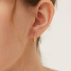 Boucles d’oreilles Créoles Rectangle en Zircon Plaqué Or ou Argent Rhodié