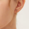 Boucles d’oreilles Créoles Rectangle en Zircon Plaqué Or ou Argent Rhodié