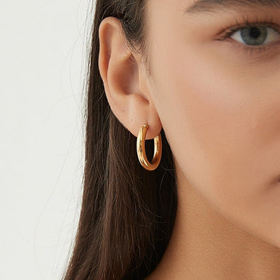 Dainty Gold Chunky Hoop Earrings with Minimalist Style, Simple Big and Thick Gold Hoops, Sister Birthday Gift or Mothers day jewelry