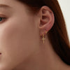Small Cross CZ Gold Hoop Earrings, Dainty Cross Charm Huggie Hoop Earrings, Charm CZ Gold Tiny Hoops, Gifts for her