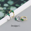 Gold or Silver Emerald imitation Huggie, Stud or Conch Non Piercing Ear Cuff Earrings, 3 Different Designs
