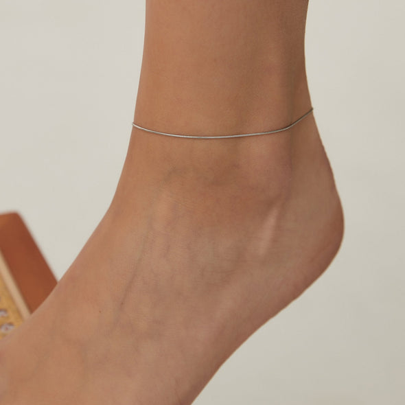 Bracelet de Cheville Chaîne SNAKE Ultra Fin en Acier Inoxydable Plaqué Or