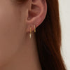 Gold CZ Spike Hoop Earrings, Minimal Tiny Huggie hoops with triangle, Gold hoops Small Spike Charm Hoop Earrings, Sister Birthday GIft