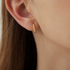 Boucles d’oreilles Créoles Martelées Rectangle Plaqué Or ou Argent Rhodié, Boucles d&#39;oreilles Mini Créole Huggie minuscules Géométrique