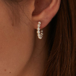 Petites Boucles d’oreilles Créoles en Perles de Coquillage, en Aquamarine ou en Labradorite Couleur Or ou Argent style Bohème