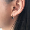 Boucles d’oreilles Créoles Rectangle en Zircon Plaqué Or ou Argent Rhodié, Boucles d&#39;oreilles Mini Créole Huggie minuscules Géométrique
