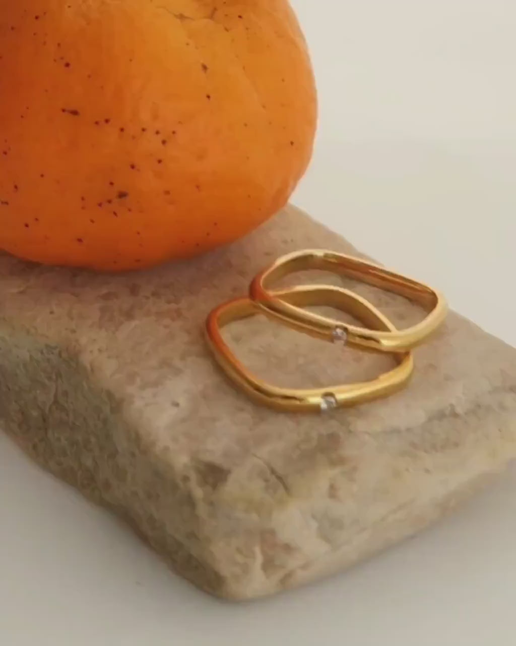 CZ Square Gold Plated Diamond Band Ring