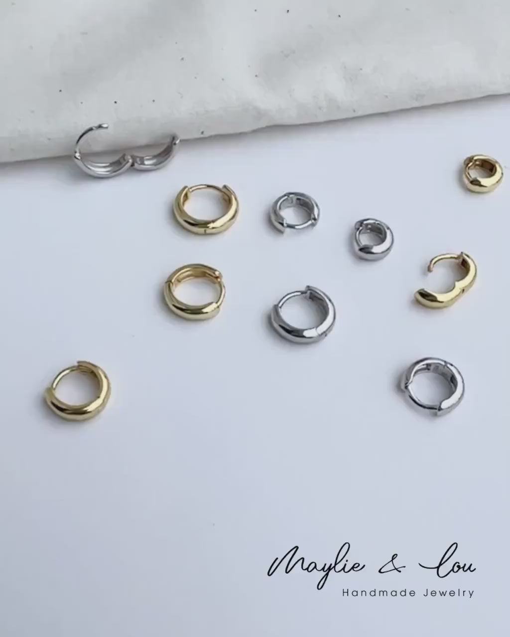 Chunky Everyday Simple Rounded Gold and Silver Huggie Hoop Earrings