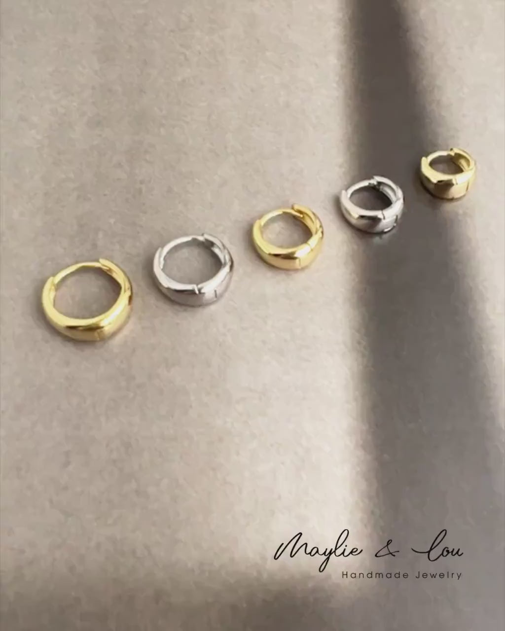 Dainty Gold and Silver Waterdrop Shaped Cartilage Huggie earrings, Multi Sizes Conch Hoop, Tragus Hoop and Small Helix Hoop