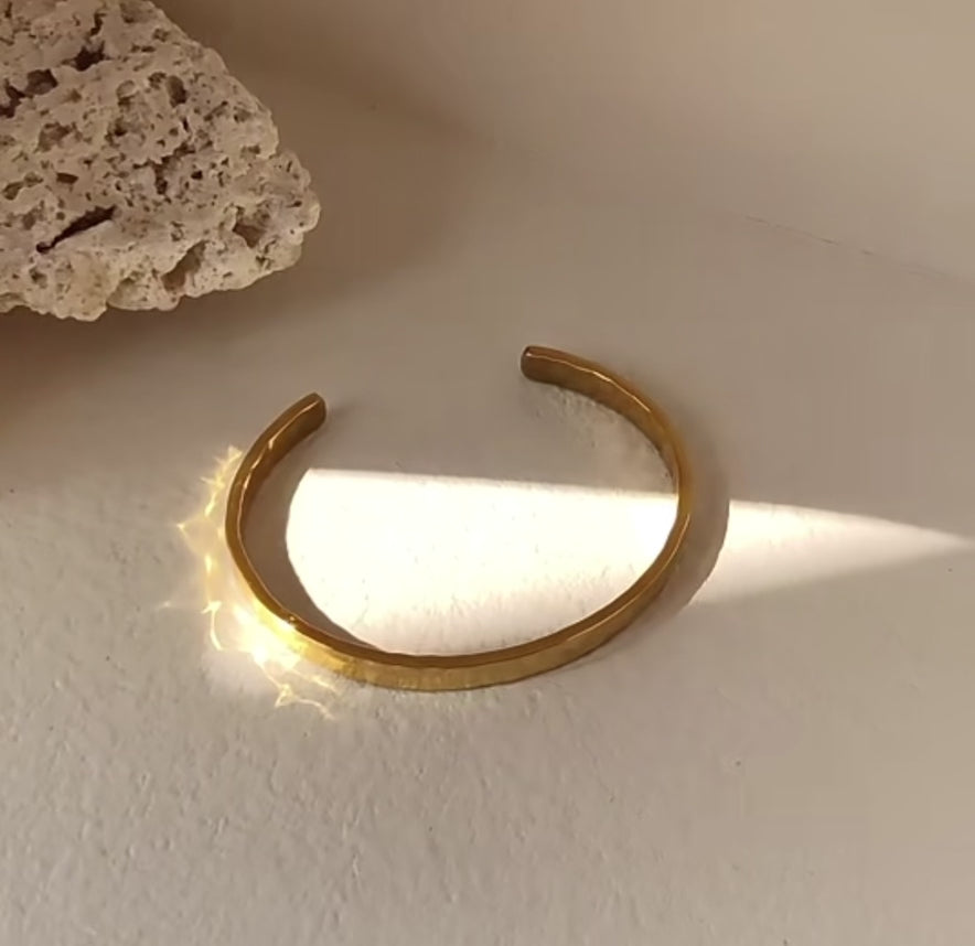 Thick Hammered Bangle Bracelet