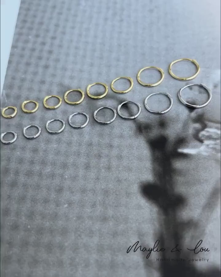 Everyday Ultra Thin Simple Rounded Gold and Silver Huggie Hoop Earrings