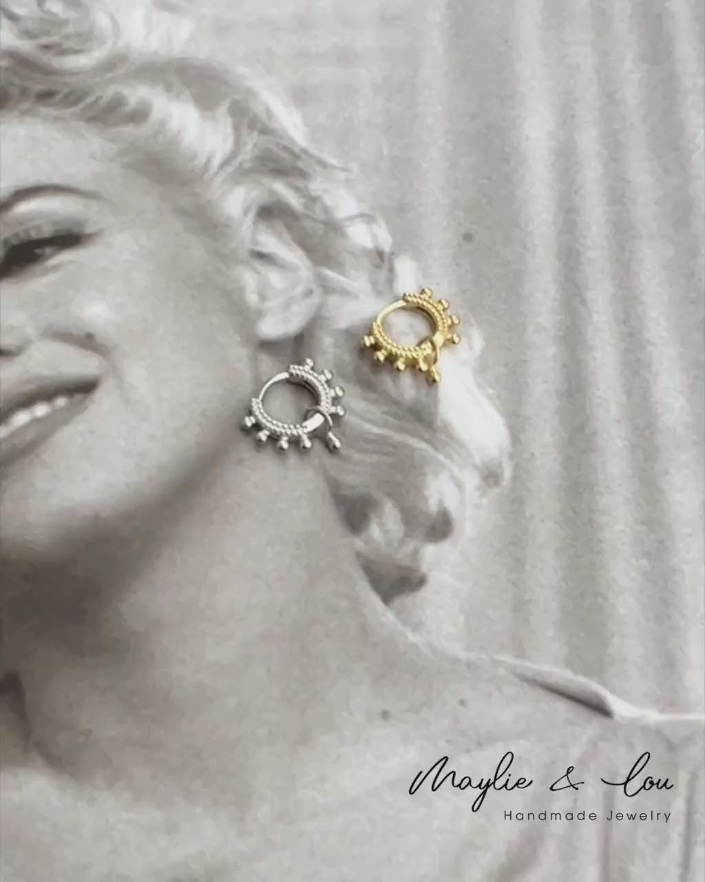 Small Ball Charms Gold Huggie Hoop Earrings, Dainty Tiny Ball Huggie Earrings, Charm Boho hoops earrings, Gifts for her