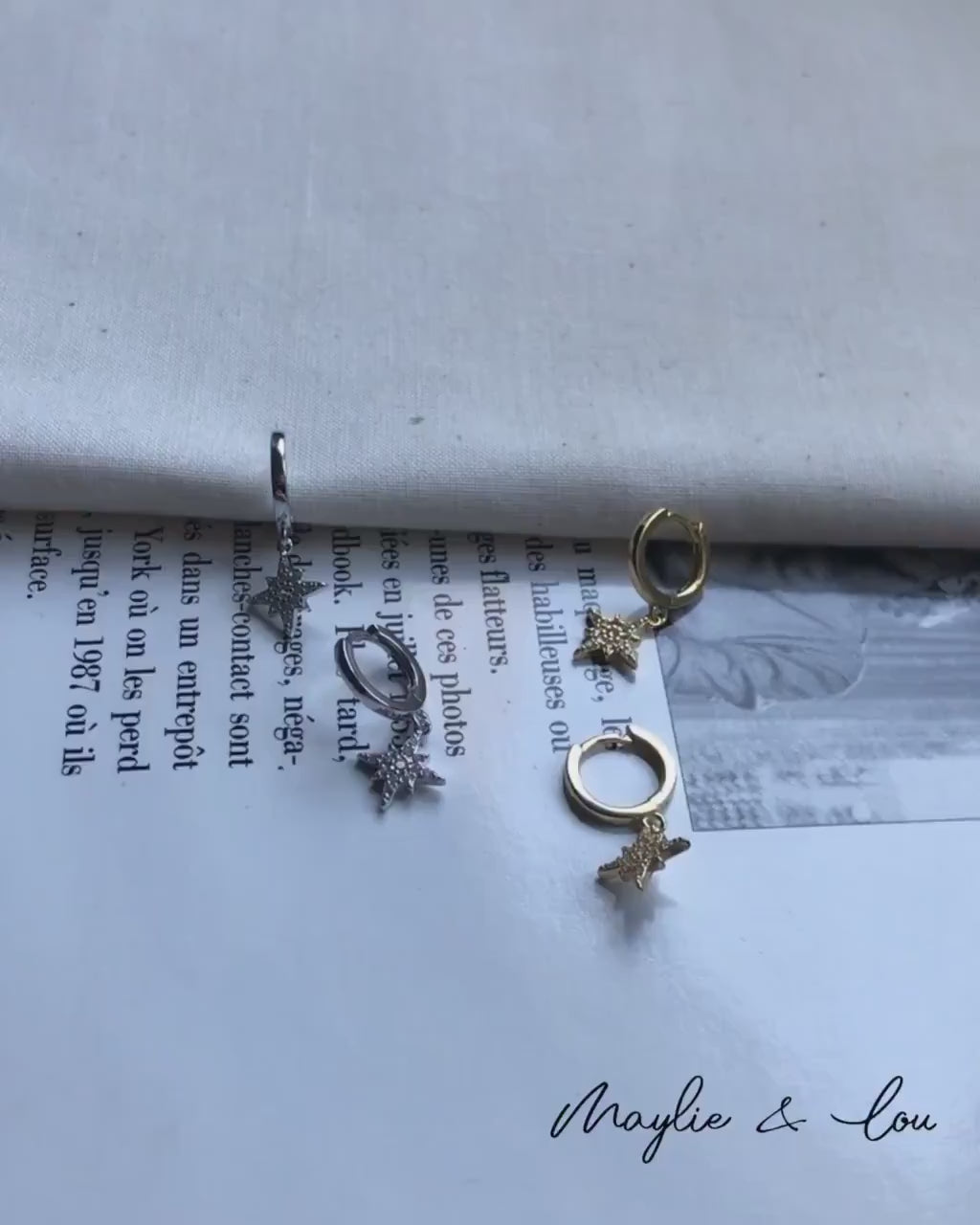 Dainty North Star Small Gold Hoop Earrings, Minimal Tiny Huggie Galaxy Earrings, Small Star Charm Hoop Earrings, Celestial jewelry