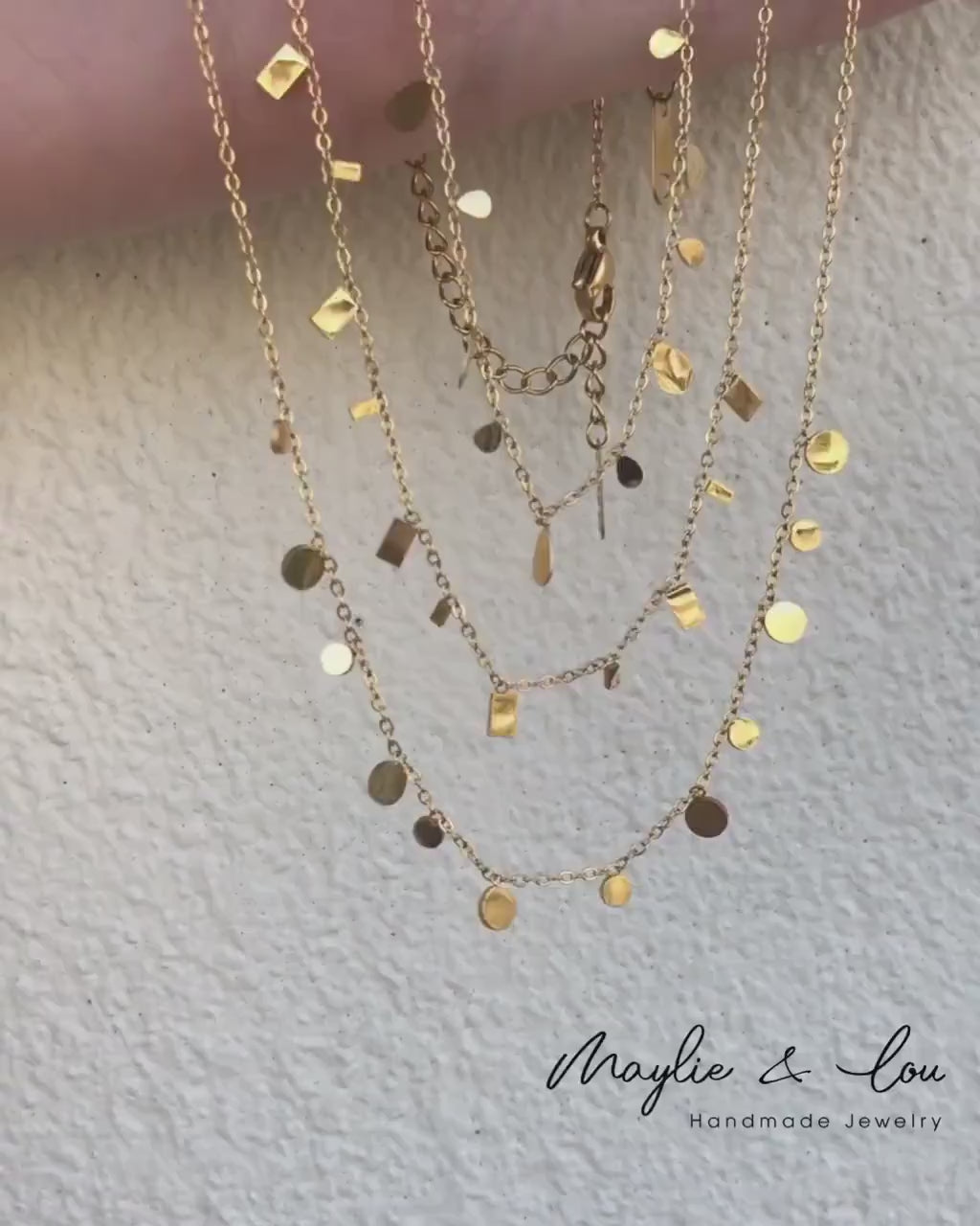 Dainty Gold Coin, Square and Teardrop Charm Choker Necklace, Delicate Layering Necklace, Minimalist Simple Chain Necklace, Gift For Her