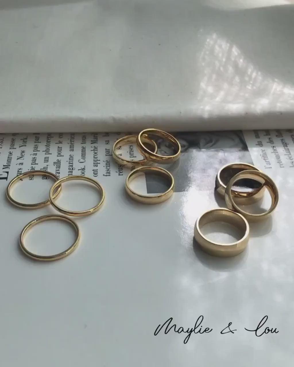 Dainty Gold Thick Simple Band Ring, Gold Thin Simple Glossy Band Ring, Gold Dome Stacking Ring With Minimalist Style