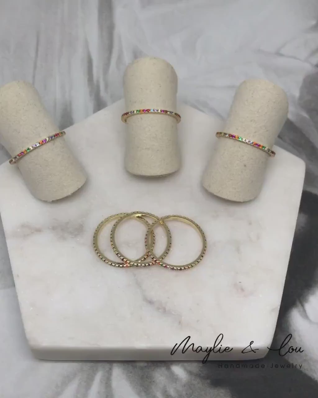 Dainty CZ minimal ringMutli Stones Rainbow Band Ring, Delicate Stacking Multicolor Ring, Tiny and Thin Birthstone Ring,