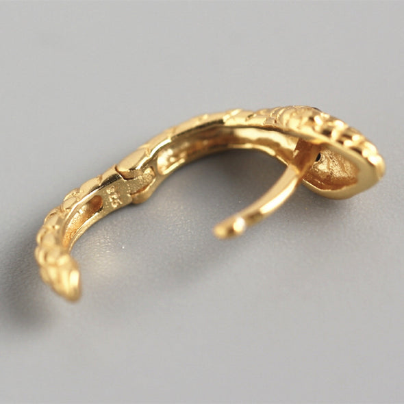 Petites boucles d&#39;oreilles Créoles Serpent Zircon Noir Plaqué Or style boho, Boucles Mini Créole Huggie minuscules, cadeau pour elle