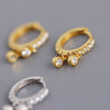 Petites boucles d&#39;oreilles Créoles Plaqué Or Boules de Zircon Pendantes Style bohème, Boucles d&#39;oreilles Mini Créole Huggie minuscules